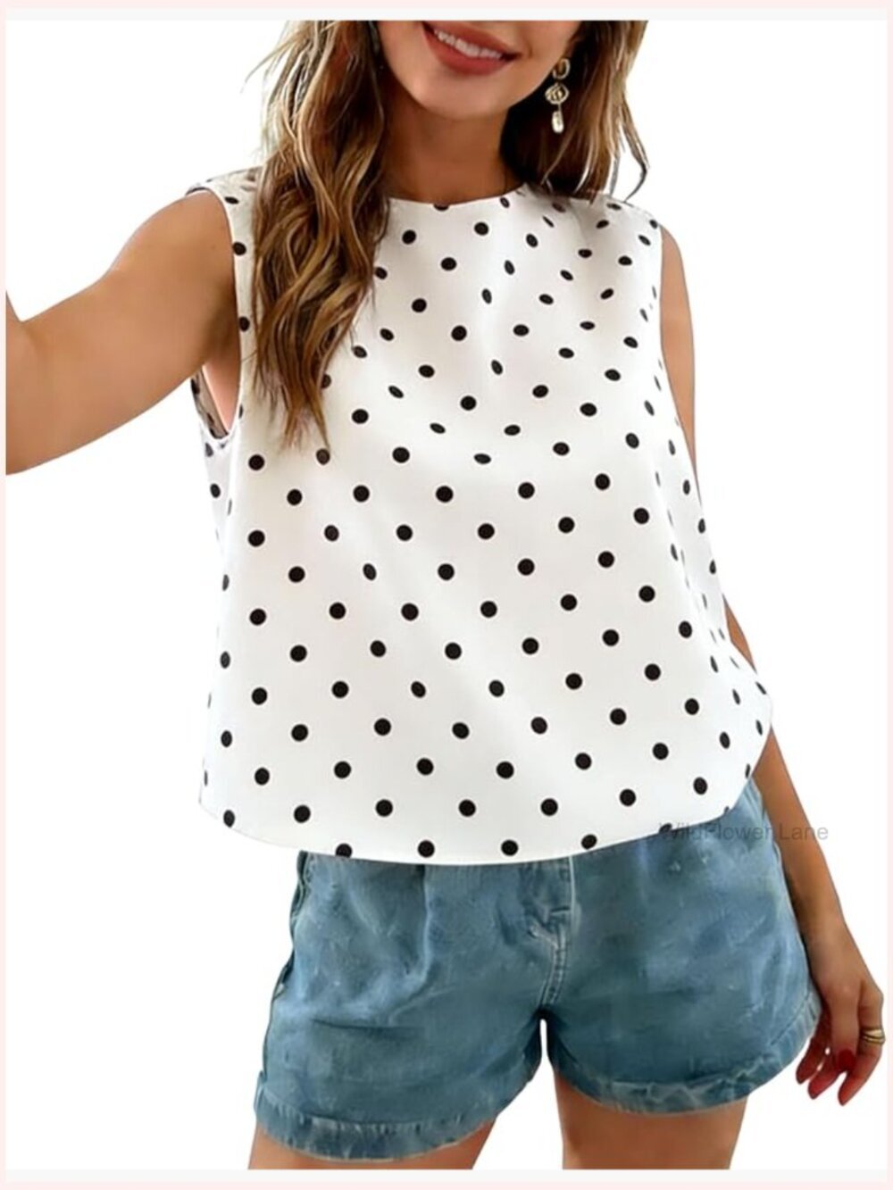 Sleeveless Polka Dot Crop Tank Top - Summer Casual Blouse